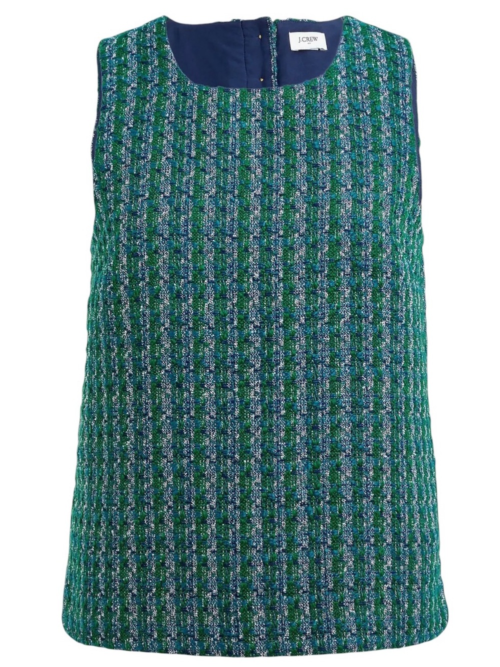 J. CREW | NEW Women’s Blue Medley Tweed Button-Back Shell Top size S Sleeveless - Picture 2 of 15